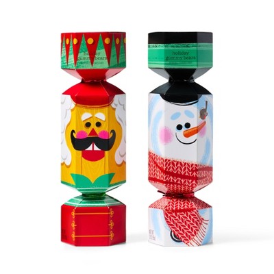 Christmas Cracker Candy Filled with Red, Green, White Gummy Bears - 3oz - Favorite Day (Character May Vary)