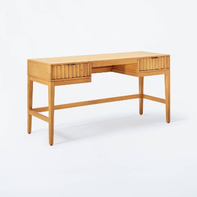 Thousand Oaks Wood Scalloped Desk Brown - Threshold designed with Studio McGee: Mid-Century Style, 60" Writing Surface (LOCAL PICKUP ONLY)