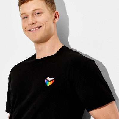 Pride Adult Short Sleeve Heart Logo T-Shirt - Black M