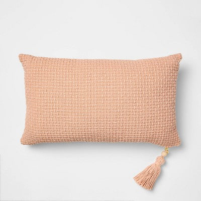 Lumbar Basketweave with Tassel Peach - Threshold Designed with Studio McGee