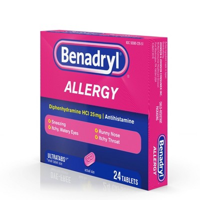 Benadryl Ultratabs Allergy Relief Tablets - Diphenhydramine HCl - 24ct