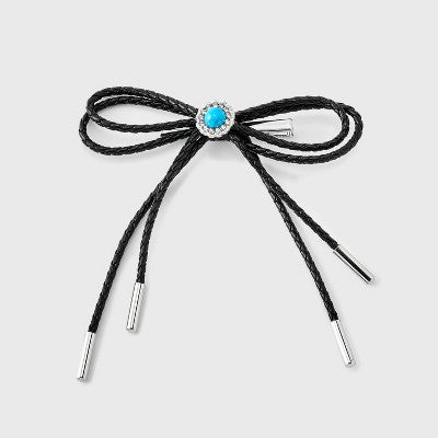 Bolo Bow Hair Barrette with Stone - Wild Fable Black