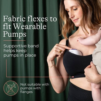 Kindred Bravely for Lansinoh, Nursing and Wearable Pumping Bra - M/L - Black