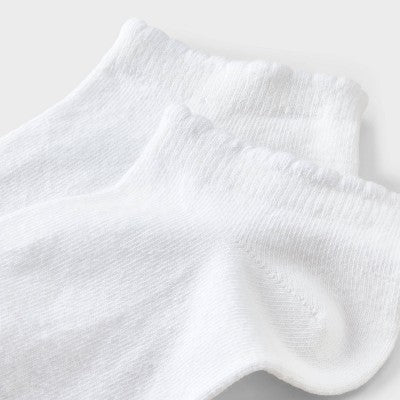 Girls' 10pk Scallop Edge Low Cut Socks - Cat & Jack White S
