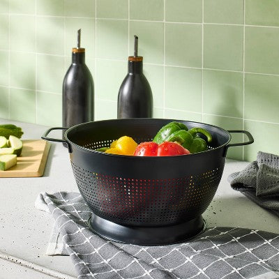 5qt Stainless Steel Colander Black - Figmint