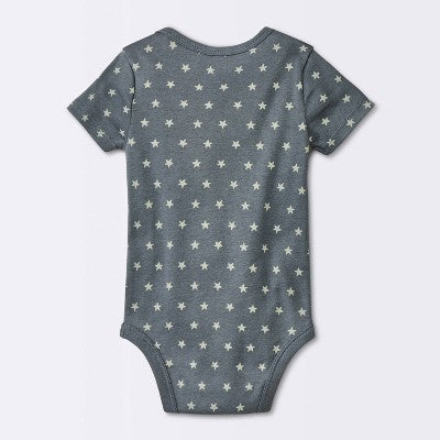 Baby 4pk Short Sleeve Moons Bodysuit - Cloud Island Gray Newborn: 100% Cotton, Midweight Fabric, Lap Shoulder Design