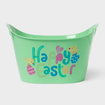 10"x16" Oval Plastic 'Happy Easter' Tub Green - Spritz