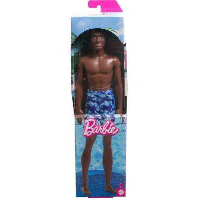 Barbie 12.7" Beach Ken Doll Brown Hair/Brown Eyes Wearing Blue Swimsuit