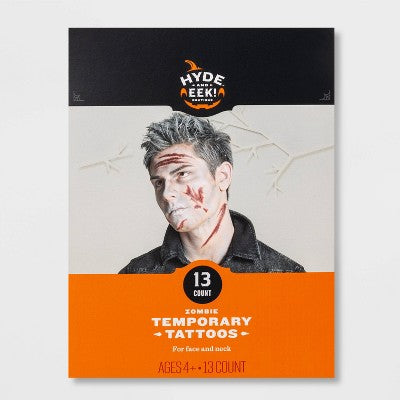 Zombie Temporary Tattoo Halloween Costume Makeup - Hyde & EEK! Boutique: Easy Apply, Eerie Gashes, 4+ Years