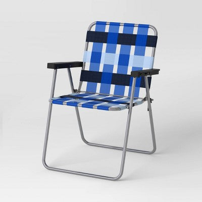 Webstrap Folding Patio Chair Blue - Room Essentials (LOCAL PICKUP ONLY)