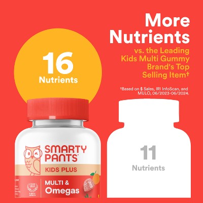 SmartyPants Kids Plus Multivitamin & Omegas Gummies with Vitamins C, D3, B12 & Zinc - 60ct