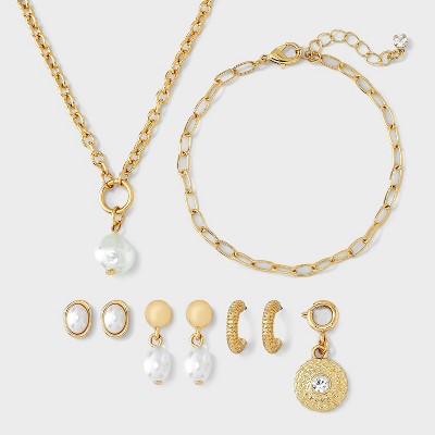 Pearl Jewelry Gift Set 7pc - A New Day Multi/Gold