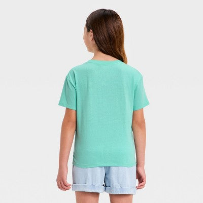 Girls' Disney Lilo & Stitch Short Sleeve Graphic T-Shirt - Aqua M