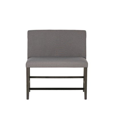 Powell Barnes Upholstered Counter Bench Black/Gray (LOCAL PICKUP ONLY)
