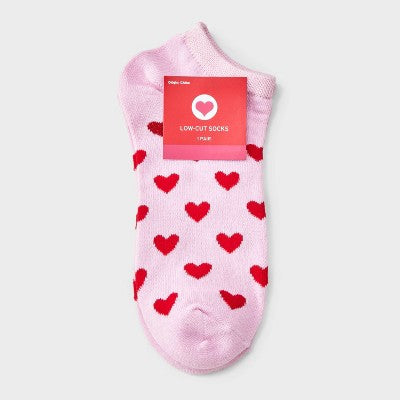 Women's Hearts Valentine's Day Low Cut Socks - Pink/Red 4-10