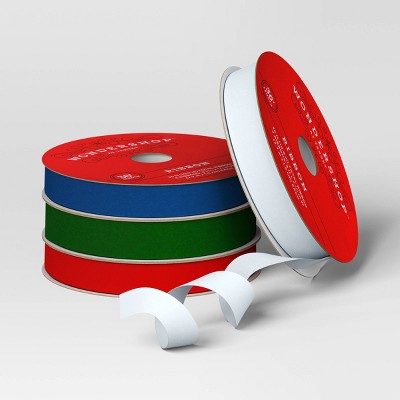 4pk Christmas Velvet Ribbon Red/Green/Blue/White - Wondershop