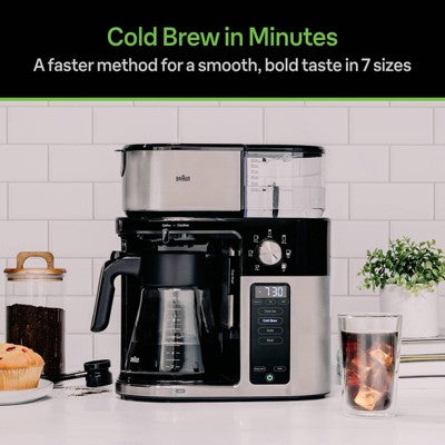 Braun MultiServe Plus 10-Cup Pod Free Drip Coffee Maker, 7 Brew Sizes / Hot & Cold Brew, KF9250BK: Stainless Steel, Electric, Dishwasher-Safe