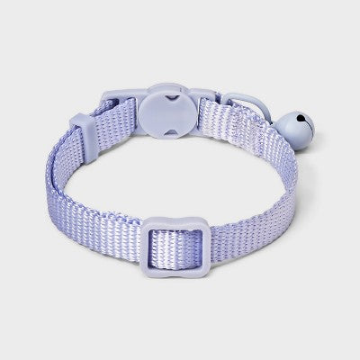 Adjustable Length with Bell Cat Collar - One Size Fits Most - Lilac Purple - Boots & Barkley