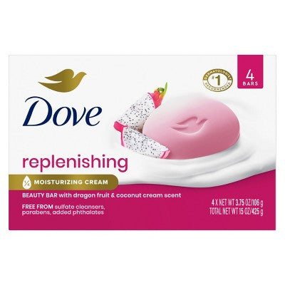 Dove Beauty Replenishing Bar Soaps - Dragon Fruit & Coconut Cream - 15oz/4ct
