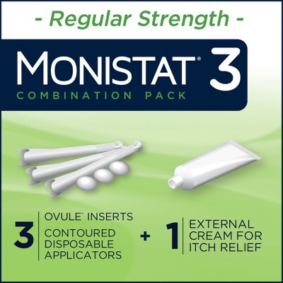 Monistat 3-Dose Yeast Infection Treatment 3 Ovule Inserts & External Itch Cream - 3ct