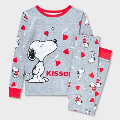 Kids' 2pc Snoopy x Kisses Valentine's Day Tight Fit Pajama Set  4