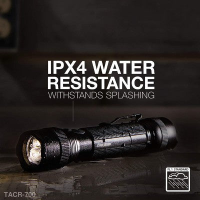 Energizer 700 Lumens Rechargeable Tactical Metal Light: LED Flashlight, Impact & Water-Resistant, Pocket Clip, Black