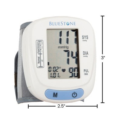 Blood Pressure Machine - BP and Pulse Monitor for Heart Health with Digital LCD Screen, Memory Recall, Adjustable Cuff, and Storage Case by Bluestone