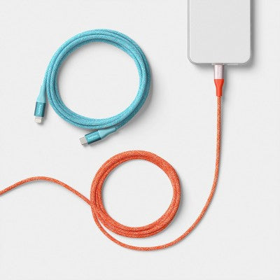 6ft USB-C to Lightning Braided Cable 2pk - heyday Turquoise Poppy