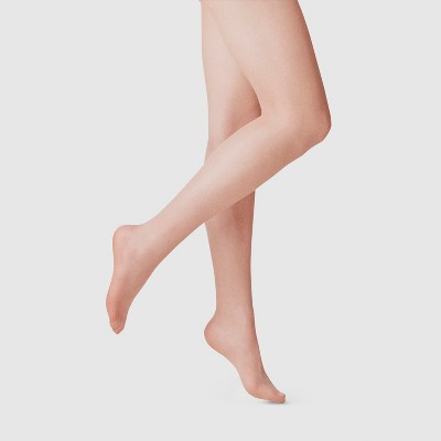 Women's 20D Light Sheer Sparkle Control Top Tights - A New Day Sand S/M