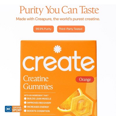 Create Wellness Gummies Made with Pure Creatine Monohydrate NSF Certified for Sport - Orange - 45ct/15 Servings