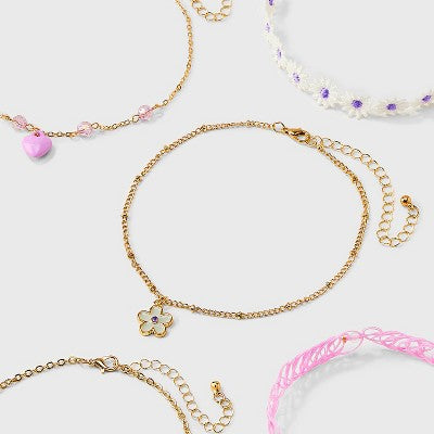 Girls' 5pk Flowers and Butterflies Necklace Set - Cat & Jack?: Choker Style, Acrylic, Zinc Alloy