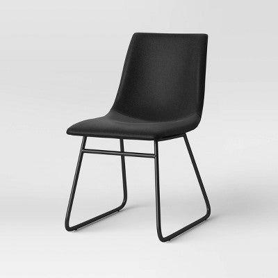 2pk Bowden Faux Leather Dining Chairs Black - Threshold: Modern Upholstered, Plywood Frame, 250lb Capacity (LOCAL PICKUP ONLY)