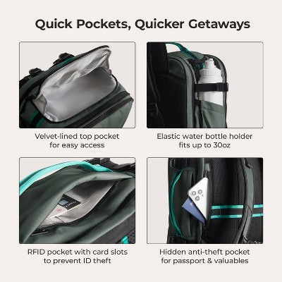 Bagsmart Blast Pro 40L Travel Backpack - Green