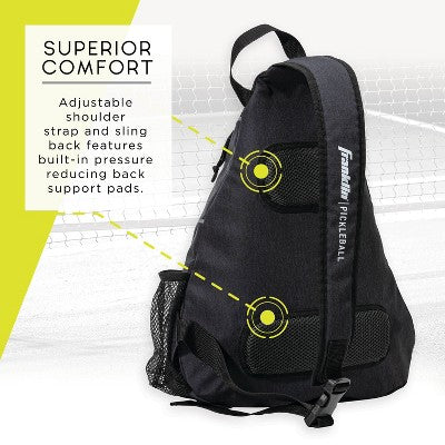 Franklin Sports Sling Pickleball Bag - Black/Charcoal: Holds 2 Paddles, 3 Balls
