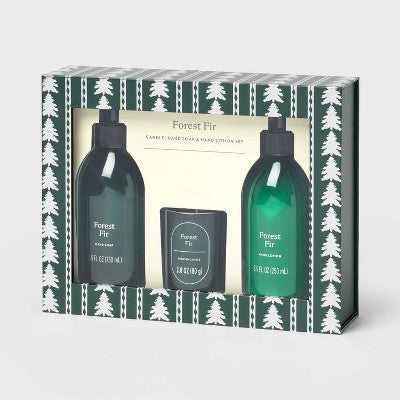 Forest Fir Personal Care Hand Soap and Lotion Candle Gift Set Green - Threshold