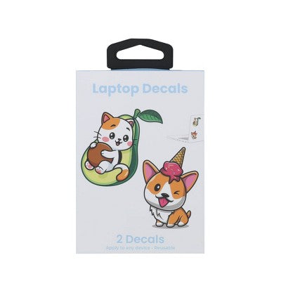 iJoy 2pk Laptop Decal - Cat and Dog: Self-Adhesive PVC Computer Accessories