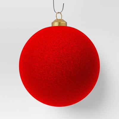 9ct 80mm Christmas Flocked Ball Ornament Set Red - Wondershop