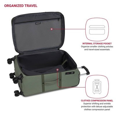 SWISSGEAR Zurich Softside Medium Checked Spinner Suitcase - Green