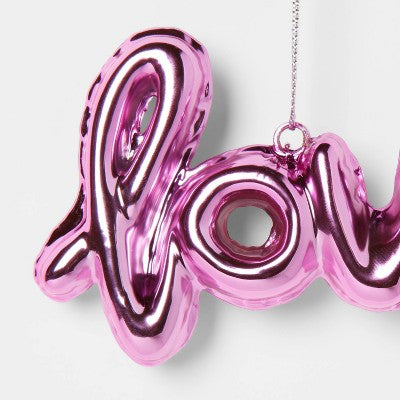 Metallic 'Love' Balloon Christmas Tree Ornament Pink - Wondershop: Indoor Use, 2.5" Height, No Battery Required