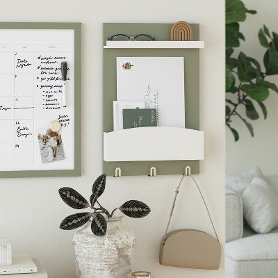 U Brands 11"x17" Modern Wall Organizer Storage Board Forest Fog