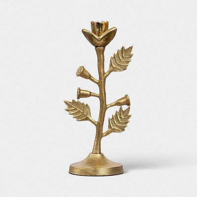 Easter Gold Metal Botanical Taper Candle Holder - Threshold
