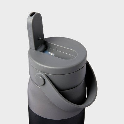 24oz Stainless Steel Hydration Water Bottle - Black - Embark: Portable Drinkware, Polypropylene Lid