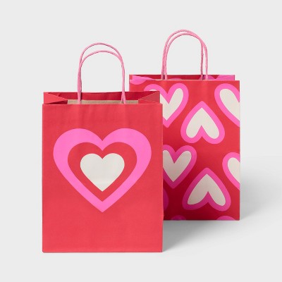 2ct Valentine's Day Large Heart Toss Cub Bag - Spritz