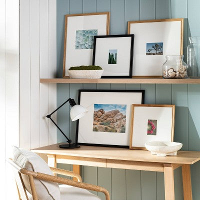 20" x 20" Matted to 5" x 7" Gallery Frame Natural Wood - Threshold designed with Studio McGee: Beveled Acid-Free Mat (LOCAL PICKUP ONLY)