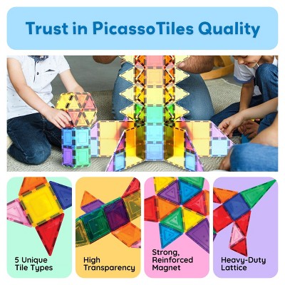 PICASSO-TILES Magnetic Tiles for Kids – 100PCS STEM Building Blocks Set, Educational Construction Toy, Creative Learning Kit