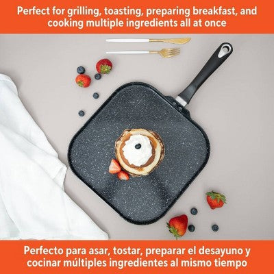 IMUSA 11" Ceramic Bistro Square Griddle Black: Pancake & Tortilla Stovetop Griddle, Aluminum, Hand Wash