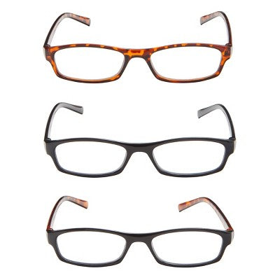 ICU Eyewear Oval Plastic Reading Glasses +2.00 - 3pk