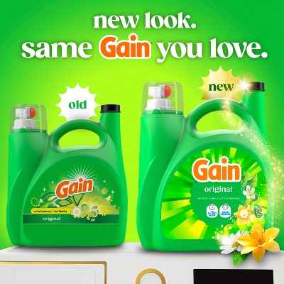 Gain Original HE Concentrated Liquid Laundry Detergent 100 Loads - 132 fl oz: Spill-Resistant Lid, Paraben-Free, Bleach-Free, Odor Control
