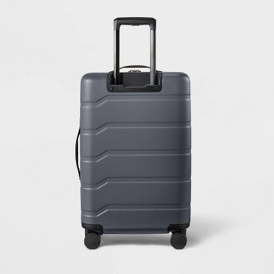 Hardside Medium Checked Suitcase Gray - Open Story