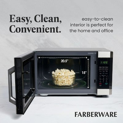 Farberware Professional 1.6 Cu. Ft. 1100-Watt Microwave Oven with Smart Sensor, Stainless Steel with Platinum (LOCAL PICKUP ONLY)